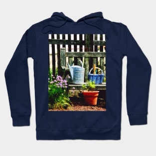 Watering Can and Blue Basket Hoodie